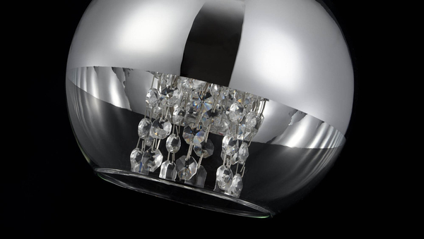 LAMPA wisząca FERMI P140-PL-110-1-N Maytoni szklana OPRAWA glamour ZWIS okrągły z kryształkami chrom przezroczysty