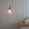 Szklana lampa podłogowa Hansen 77862 do salonu miedziany przezroczysty
