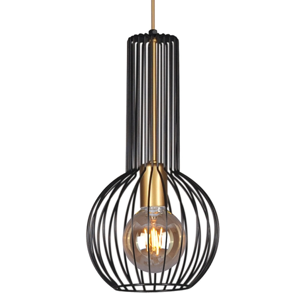 Druciana LAMPA wisząca KP-15 Kaja industrialna OPRAWA metalowe klatki ZWIS kaskada czarna złota