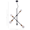 LAMPA wisząca EDMOND MD-BR-262002-D4-G/B Italux metalowa OPRAWA industrialna ZWIS sticks molekuły loft czarne