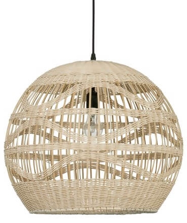 Kulista lampa wisząca REYNOSA LE42946 z rattanu beżowa czarna