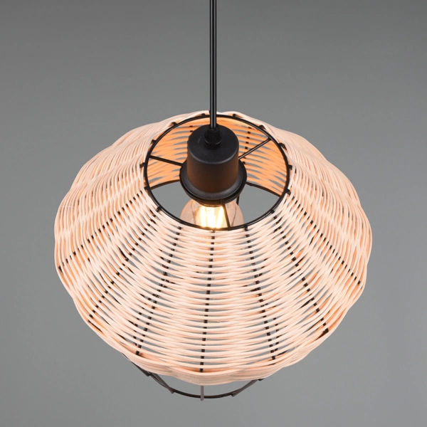 Zwisająca lampa Borka R31261936 RL Light koszyk druciak drewniana czarna