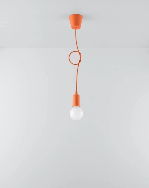 Wisząca LAMPA industrialna SL.0584 OPRAWKA na żarówkę ZWIS kabel przewód pomarańczowa
