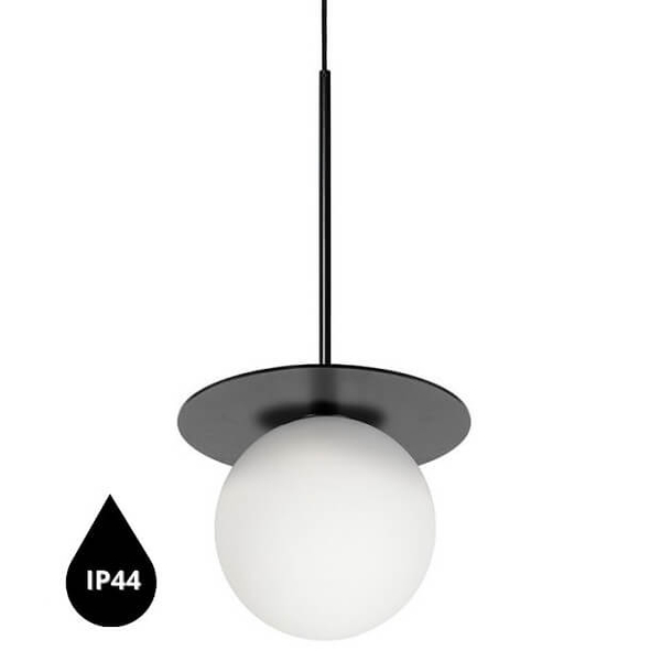 Łazienkowa lampa wisząca Borra BRB122PS0 kulista IP44 biała czarna