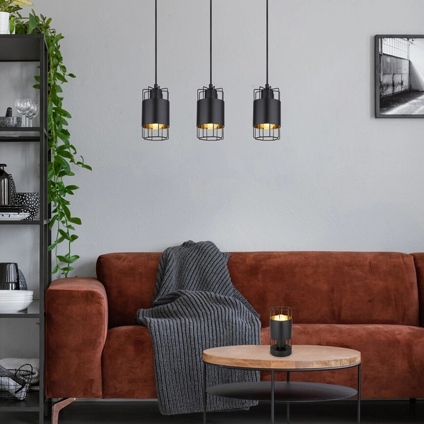 Wisząca lampa industrialna Dimitri 3126 na listwie do jadalni czarna