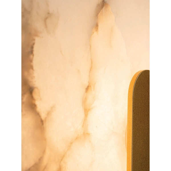 Alabastrowy kinkiet ścienny 2552 LED 5W 3000K okrągły mosiądz biały