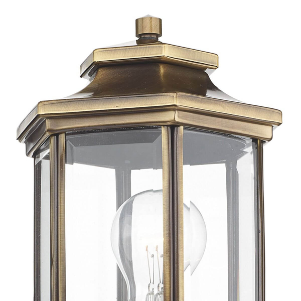Elewacyjna lampa ścienna Ladbroke LAD1675 IP44 retro mosiądz przezroczysty