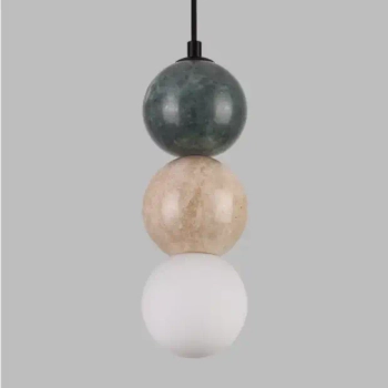 Kulista lampa wisząca ALICE G9 do salonu kule balls okrągłe potrójna P0665 zielona beżowa