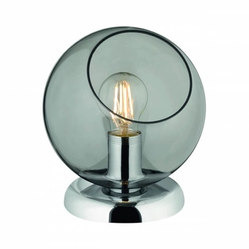 Stołowa LAMPA stojąca R50071054 nocna LAMPKA szklana kula ball chrom przydymiona