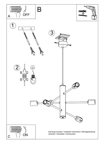 LAMPA wisząca SL.0305 metalowa OPRAWA zwis MOLECULAR sticks czarny