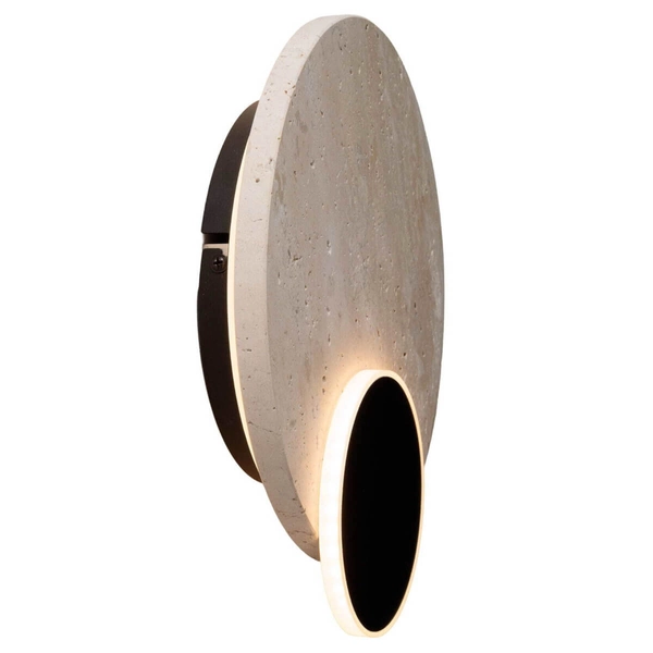 Okrągły kinkiet ścienny TRAVERTINO W0394 LED 10W 3000K biały czarny