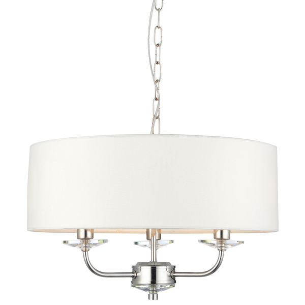 Lampa wisząca z abażurem Nixon 60129 Endon na łańuchu ecru nikiel