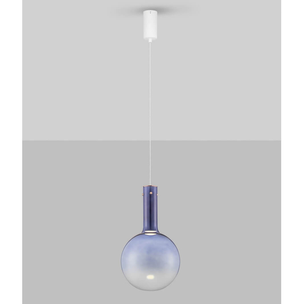 Wisząca lampa do salonu JAVIER LE44478 LED 6W 3000K bombka niebieska biała