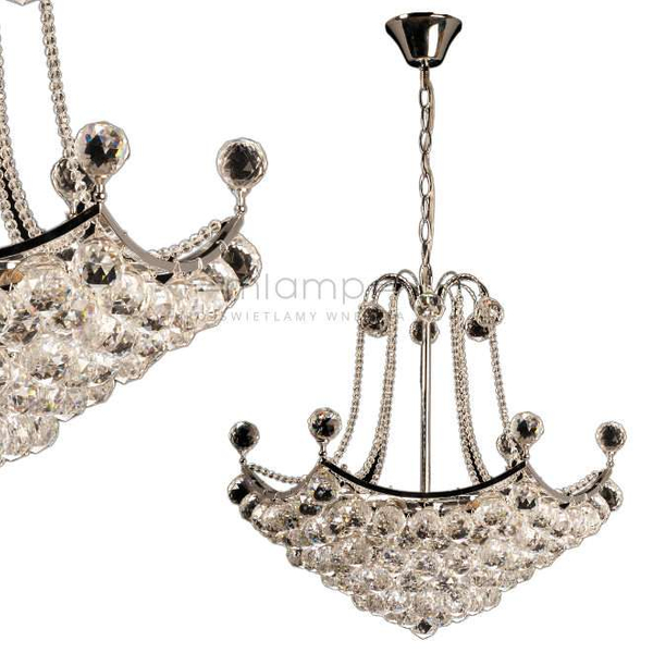 Kryształowa LAMPA wisząca VEN W-12060/9 glamour OPRAWA zwis kule balls przezroczyste