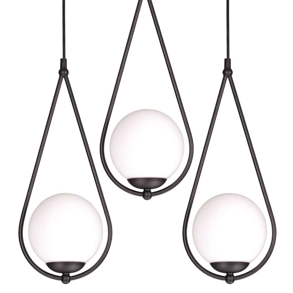 Łezka LAMPA wisząca K-4772 Kaja szklana OPRAWA kule ball na listwie ZWIS modernistyczny czarny biały