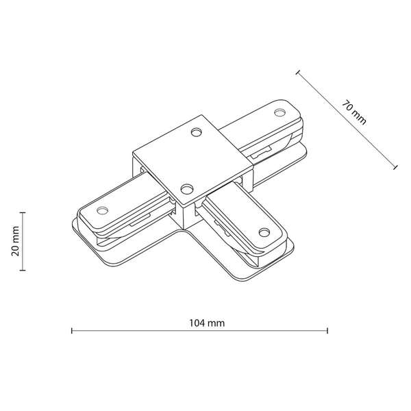 Łącznik do szynoprzewodu 1-fazowego Tracer 3519 TK Lighting kształt T metalowy czarny