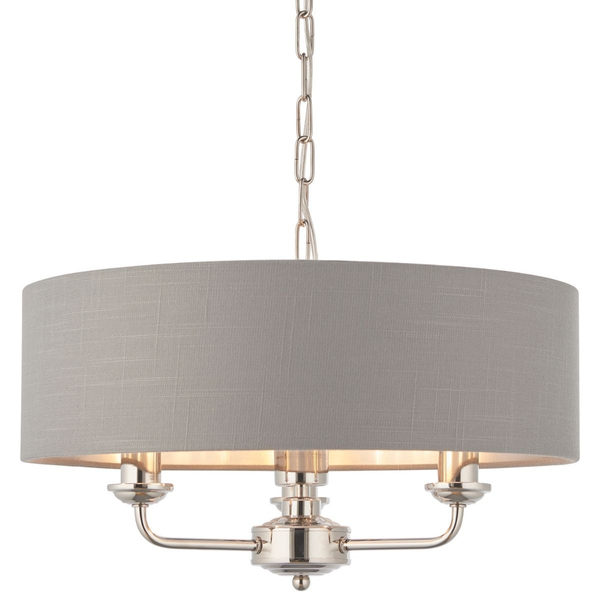 Lampa wisząca do salonu Highclere 94377 Endon łańcuch szara nikiel