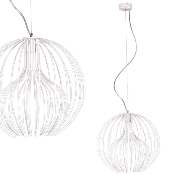 LAMPA wisząca Tori K-3405 biały Kaja metalowa OPRAWA druciany ZWIS kula biała