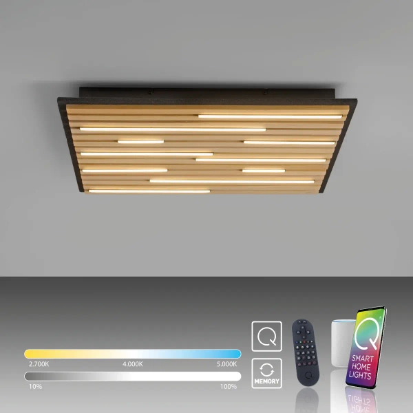 Sufitowa lampa sterowana pilotem Q-AKUSTIK brązowa 6423-79 1xLED 35W 2700-5000K kwadratowa