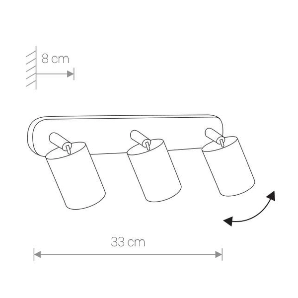 Regulowana LAMPA ścienna EYE SPOT 8818 Nowodvorski metalowa OPRAWA industrialny kinkiet reflektorki tuby mosiężne czarne