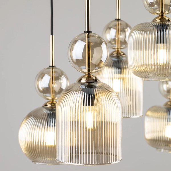 Wiszący żyrandol do przedpokoju Sophia 11044 szklana bursztynowa