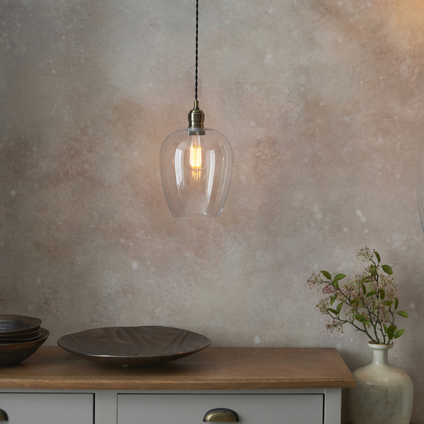 Lampa wisząca L&-1102679 Light& ze szklanym kloszem mosiądz