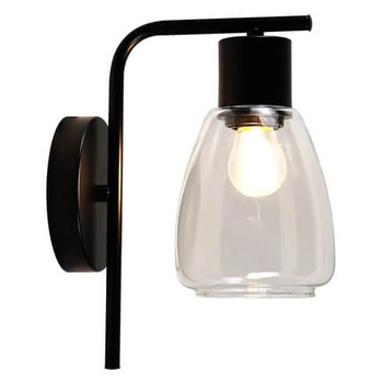 Naścienny kinkiet do salonu Moldo 21-35110 szklany czarny bezbarwny