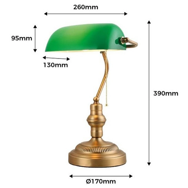 Biurkowa lampka Banca ABR-LB-BANK-G Abruzzo do gabinetu zielona złota