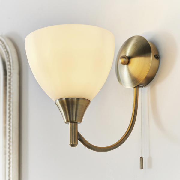 Lampa ścienna Alton 1805-1AN Endon kielich szklany nad stół mosiądz
