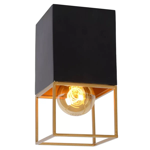 Industrialna lampka sufitowa RIXT 21120/01/30 Lucide prostokąt czarny złoty