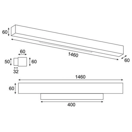 Liniowa natynkowa lampa ścienna Lupinus 6115D13202-1 Elkim LED 40W 4000K biała