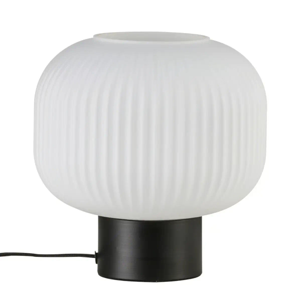 Stołowa lampa szklana MILFORD 48965001 z wtyczką biała czarna