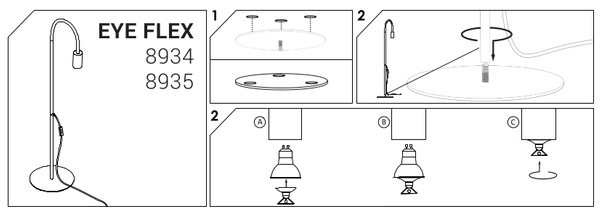 Czarna lampa podłogowa Eye 8935 z elastycznym peszlem do salonu