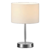 Stołowa lampka do sypialni Hotel 501100101 tkaninowa biała nikiel