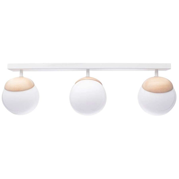Skandynawska LAMPA sufitowa SFERA WOOD MLP5427 Milagro loftowa OPRAWA plafon szklane kule białe drewno