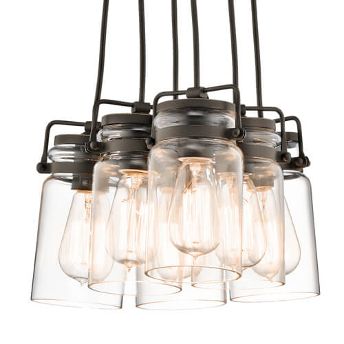 Stalowa lampa wisząca Brinley KL-BRINLEY6-OZ Kichler przezroczysta brąz