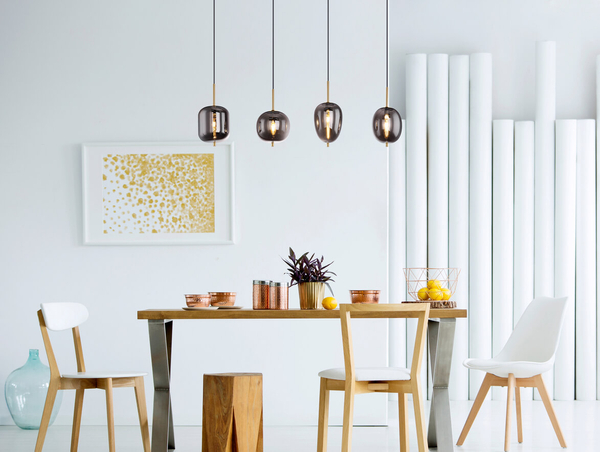 Wisząca lampa Blacky 15345-4MM szklana mosiądz przydymiona