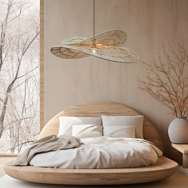 Rattanowa lampa wisząca Raya LP-2704/1P NT boho japandi drewniana