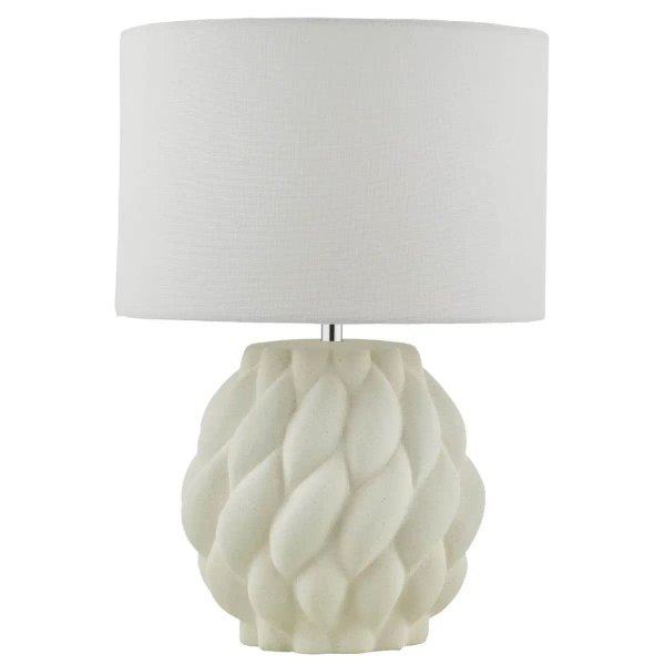 Nocna lampka z abażurem Idonia IDO422 do sypialni tkaninowa biały