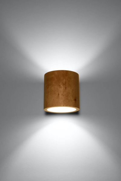 Okrągła LAMPA ścienna SL.0490 kinkiet OPRAWA tuba ekologiczna drewno