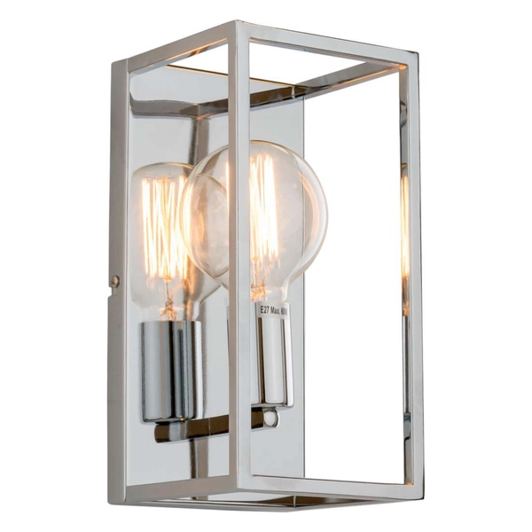 Kinkiet LAMPA ścienna SIGALO MB-BR4366-W1 CH Italux metalowa OPRAWA prostokątna klatka przyścienna loft chrom