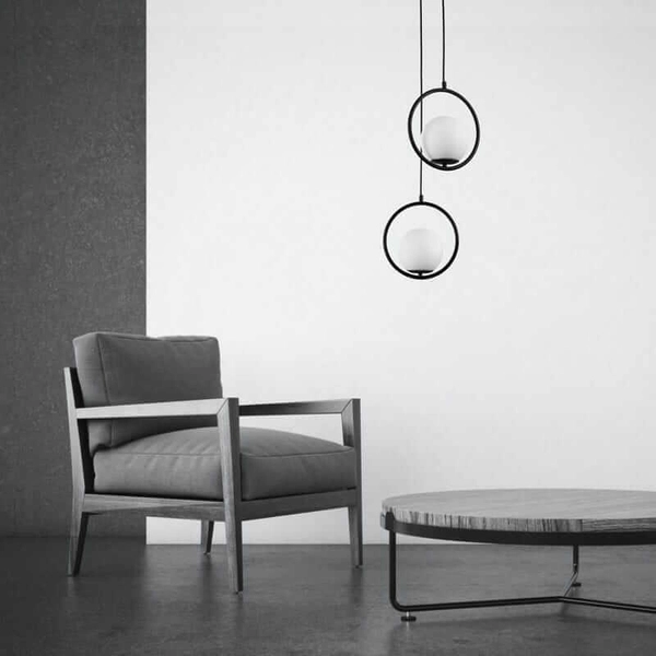 Wisząca lampa Milano ABR-LWMR-E27 Abruzzo bańka zwis czarna biała