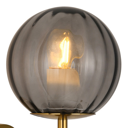 LAMPA ścienna RAVENA WL-2324-1 BRO+SG Italux szklana OPRAWA kinkiet kula mosiądz przydymiona