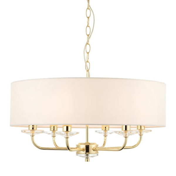 Lampa wisząca Nixon 70561 Endon abażur na łańcuchu ecru mosiądz