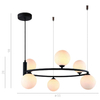 LAMPA wisząca AMILY MDM-3974/6 BK Italux metalowa OPRAWA szklane kule ZWIS okrągły czarny biały