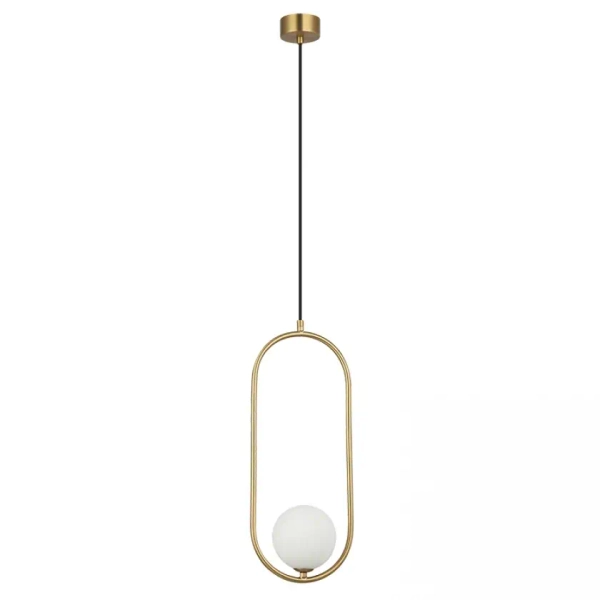 Wisząca lampa do salonu 23135 kula szklana złoty biały