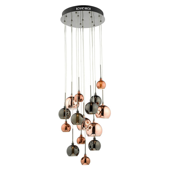 Wisząca lampa Aurelia AUR1564 Dar Lighting szkło miedziany czarny chrom bursztynowy