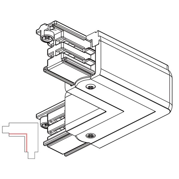Kątowy łącznik lewy 8117 Shilo do szynoprzewodu 3-fazowego czarny