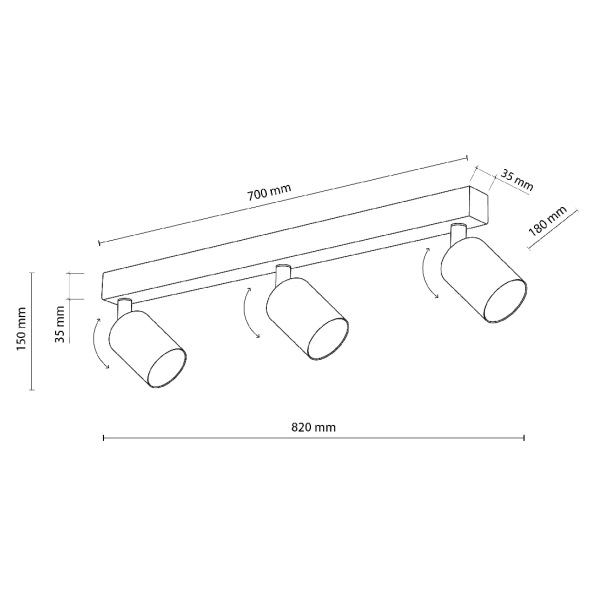 Podłużna lampa sufitowa Nex Sabia 10629 na podsufitce tubki beżowy