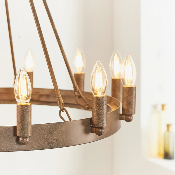 Lampa wisząca Chevalier 61026 Endon metal świecznikowa vintage brązowa